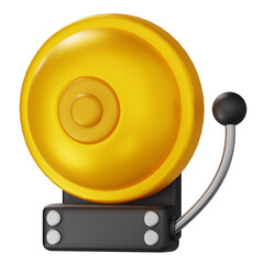 Yellow Electric School Bell Alarm for Warning and Emergency Concept 3D Illustration