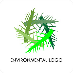 AbstracNatural Organic Wreath Icon for Environmental Identityt Green Leaf Circle Logo for Eco-Friendly Brand, 
