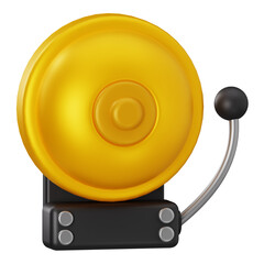 Yellow Electric School Bell Alarm for Warning and Emergency Concept 3D Illustration
