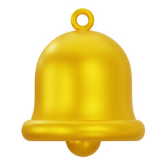 Golden Hanging Bell 3D Icon for Notification and Alert Concept
