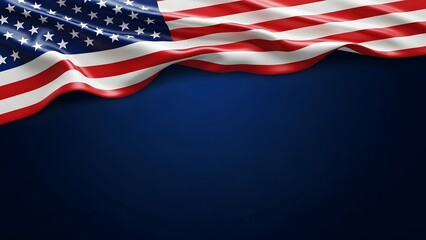Obraz premium American flag waving on dark blue background