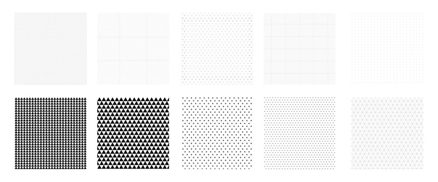 モノクロの幾何学パターンとシームレスなテクスチャのセット