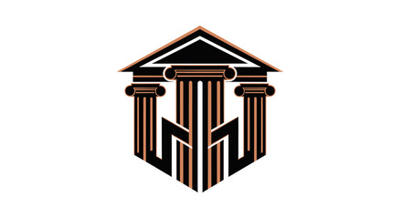 Abstract Pillar Logo Representing Law, Justice, And Architectural Design For Iconic Look