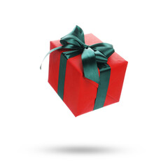 Obraz premium Gift box flying in air on white background