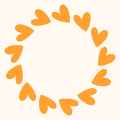 Simple circular frame made of bold pink heart shapes arranged in a clean, modern ring. Minimal and playful design perfect for Valentines Day, love themed graphics, cards, stickers, and invitations