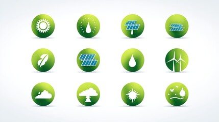an array of circular icons each symbolizing a different environmental concern