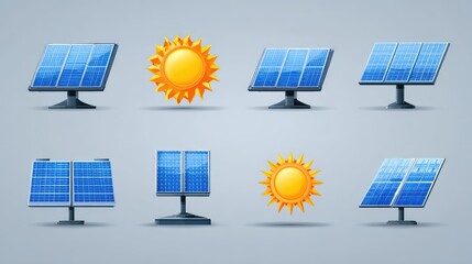 the image illustrates a series of solar panels, each in different stages of production