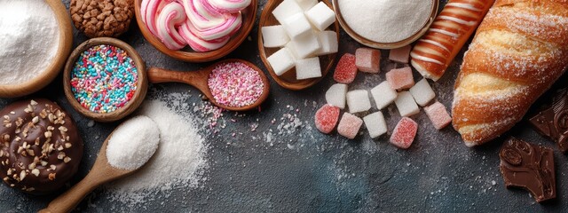 a collection of sweet treats displayed on a table