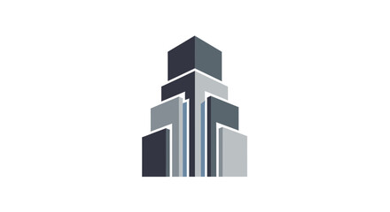 Fototapeta premium Abstract Skyscraper Logo Depicting Modern Architectural Design on a White Backdrop