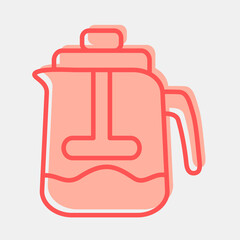 Icon french press. Coffee shop elements. Icon in two tone style.