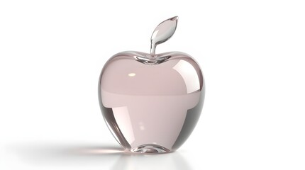 Delicate Glass Apple Sculpture on White Background