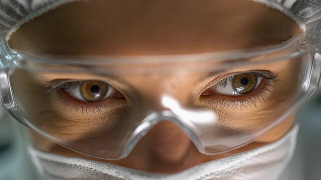 Medical Professional Wearing Protective Eyewear and Mask.