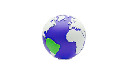 Fototapeta premium Stylized Globe of Earth with Purple Ocean and White Continents