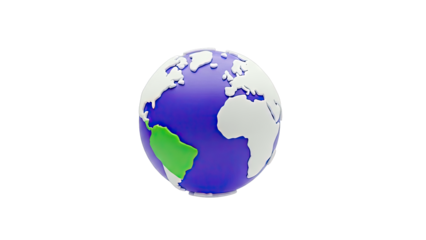 Stylized Globe of Earth with Purple Ocean and White Continents