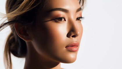 Obraz premium Beautiful Asian Woman With Glowing Skin And Natural Makeup.