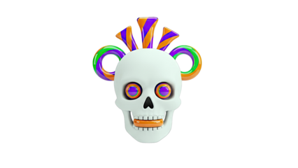 Whimsical Skull with Candy Cane Accents