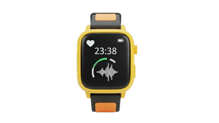 Smartwatch with heart rate monitor and audio waveform display