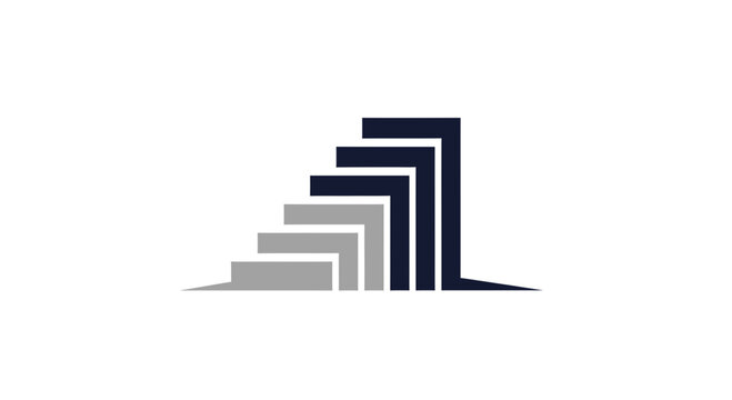 Abstract Stairway Logo Illustrating Growth, Progress, and Business Development Concept