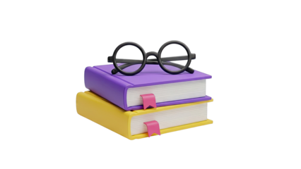 Stack of Books with Round Glasses