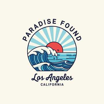 Ocean Sunset Vector Art - Paradise Found Los Angeles California.