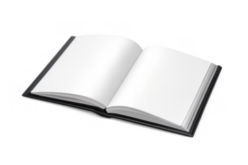 Open book showing blank empty pages, a perfect template for adding custom content, isolated on a transparent background