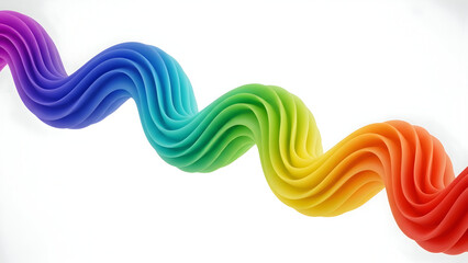 Vibrant rainbow colored wavy line art design on white background