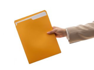 Person Holding Orange Folder with Documents.