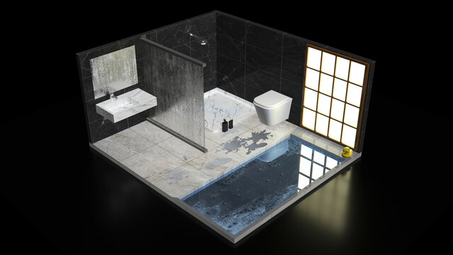 ba&ntilde;o isometrico 3d