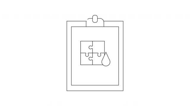 Clipboard with Puzzle Pieces and a Drop Outline Illustration.