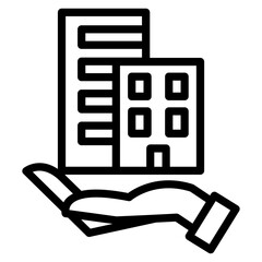 부동산 아웃라인 아이콘. 아파트 관리