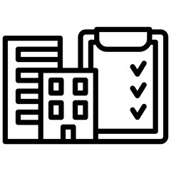 부동산 아웃라인 아이콘. 아파트 체크리스트