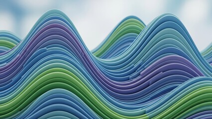 Abstract Wavy Layers of Colorful Stripes.