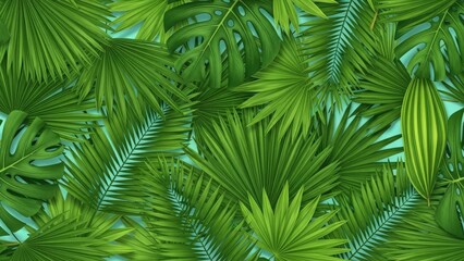 Obraz premium Dense Tropical Leaves and Foliage Background.