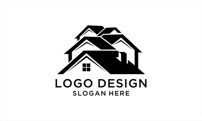 Fototapeta premium Modern Real Estate Logo Design with Multiple House Silhouettes.