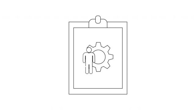 Clipboard with Gear and Person Icon Animation.