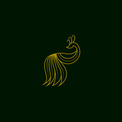 luxury peacock logo with line art design concept style