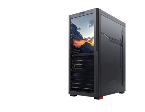 Computer server tower isolated on transparent background for technology and data concepts - Powered by Adobe