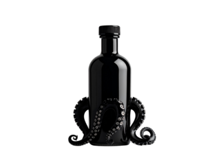 Elegant wine bottle sculpture with abstract design on transparent background