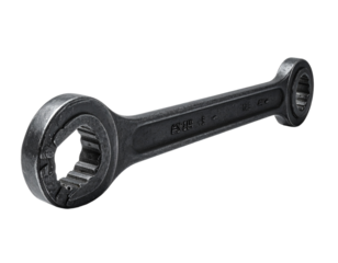 Isolated metal wrench tool on transparent background for repair and construction