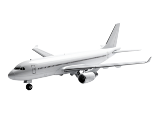 Miniature airplane isolated on transparent background for commercial aviation concepts