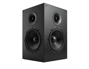 Obraz premium Modern black audio speaker isolated on transparent background