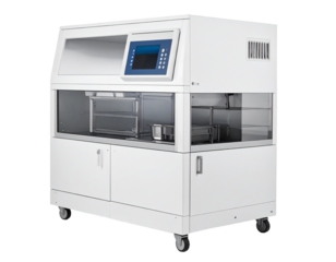 Modern laboratory equipment with transparent background white medical device vector illustration