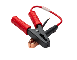 Red and black jumper cables isolated on transparent background