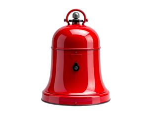 Red bell illustration with reflective surface isolated on transparent background