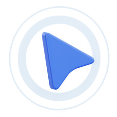 Blue Mouse Cursor Arrow Inside Circle for Selection Concept 3D Icon