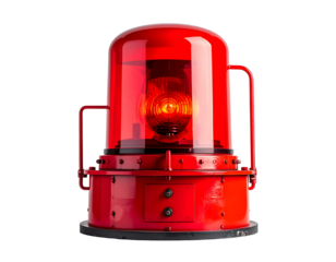 Red emergency light siren with transparent background isolated