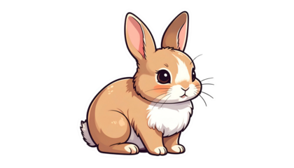 Pixelated Rabbit Illustration With Brown and White Fur on Transparent Background