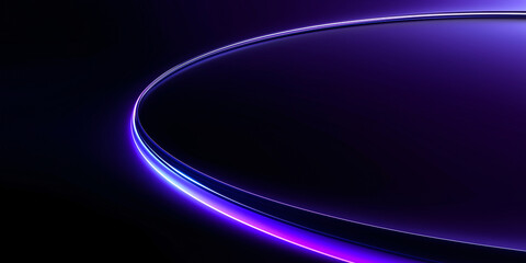 Futuristic glowing elliptical ring floating on a dark gradient background with vibrant purple, blue, and pink hues. Ideal for tech branding, digital art, and sci-fi themed design projects.