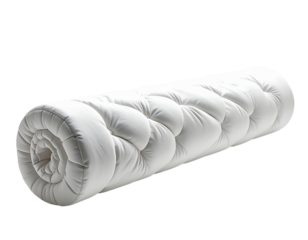 Rolled white cloth texture isolated on transparent background