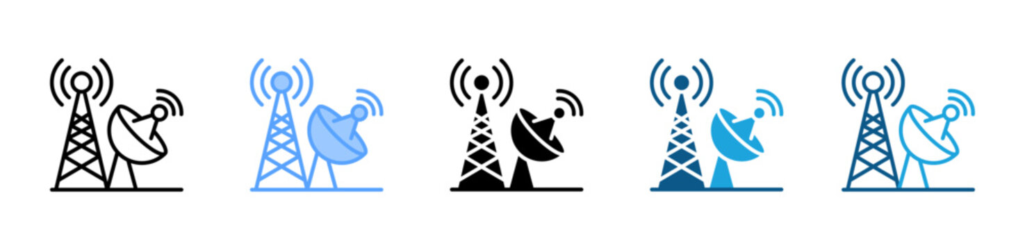 Ict icon set multiple style collection